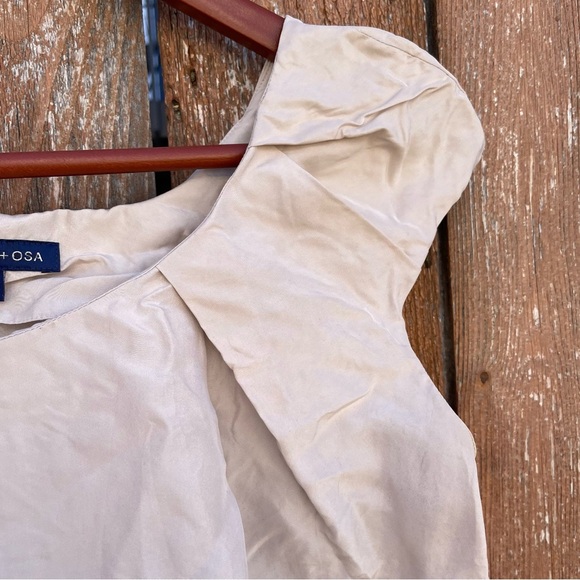 MARTIN & OSA Women’s Cream Gray Silk Crinkle Round Neck Cap Sleeve Blouse Small - Picture 9 of 11